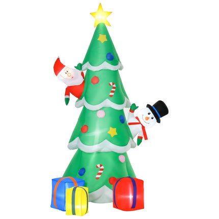 Aufblasbarer 210cm Weihnachtsbaum mit LED Weihnachtsmann und Schneemann