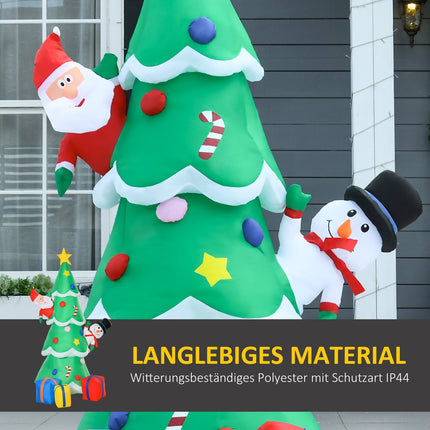 Aufblasbarer 210cm Weihnachtsbaum mit LED Weihnachtsmann und Schneemann
