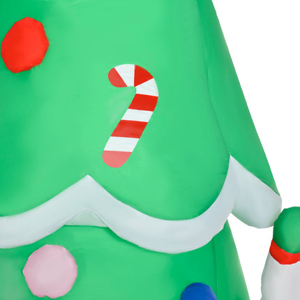 Aufblasbarer 210cm Weihnachtsbaum mit LED Weihnachtsmann und Schneemann