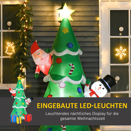 Aufblasbarer 210cm Weihnachtsbaum mit LED Weihnachtsmann und Schneemann