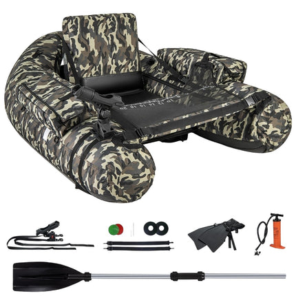 Schlauchboot mit Fischlineal &amp; Rutenhalter &amp; Paddel Fischerboot Camouflage