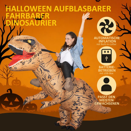 Aufblasbares Dinosaurierkostüm für Erwachsene, T-Rex Halloween