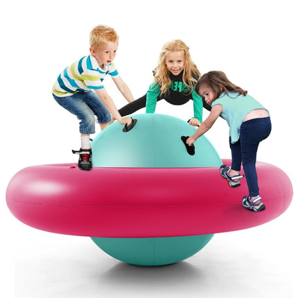 Aufblasbare Kuppelwippe für Kinder, 223,5 cm, rollende Kinderwippe, Rosa + Grün