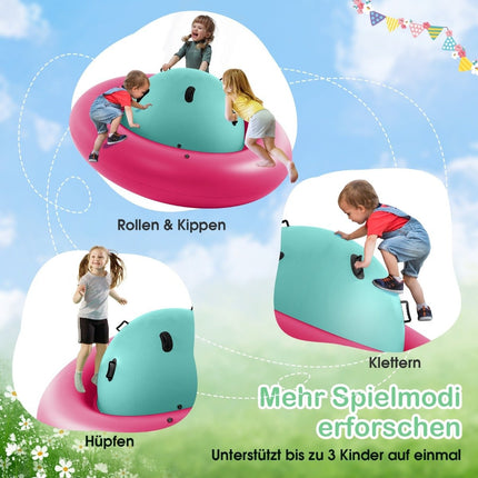 Aufblasbare Kuppelwippe für Kinder, 223,5 cm, rollende Kinderwippe, Rosa + Grün