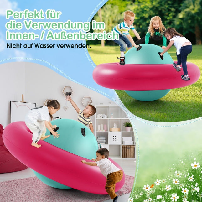 Aufblasbare Kuppelwippe für Kinder, 223,5 cm, rollende Kinderwippe, Rosa + Grün