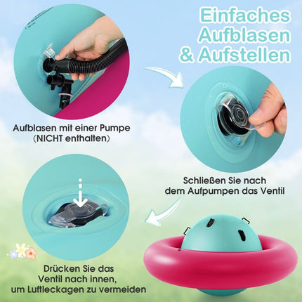 Aufblasbare Kuppelwippe für Kinder, 223,5 cm, rollende Kinderwippe, Rosa + Grün