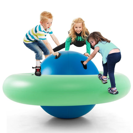 Aufblasbare Kuppelwippe für Kinder, 223,5 cm, rollende Wippe, Grün + Blau