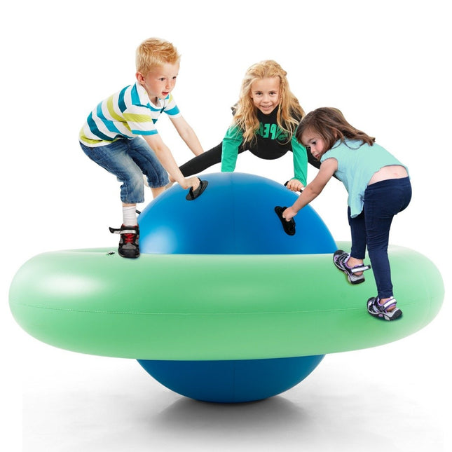 Aufblasbare Kuppelwippe für Kinder, 223,5 cm, rollende Wippe, Grün + Blau