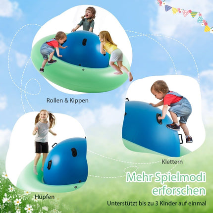 Aufblasbare Kuppelwippe für Kinder, 223,5 cm, rollende Wippe, Grün + Blau