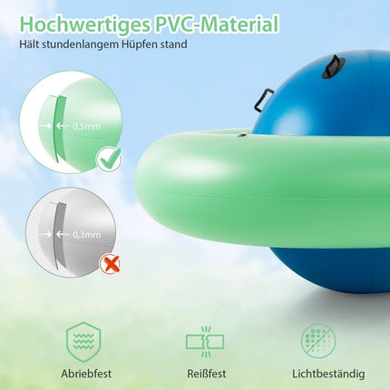 Aufblasbare Kuppelwippe für Kinder, 223,5 cm, rollende Wippe, Grün + Blau