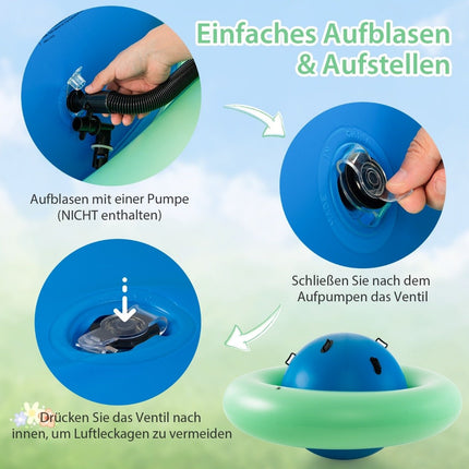 Aufblasbare Kuppelwippe für Kinder, 223,5 cm, rollende Wippe, Grün + Blau