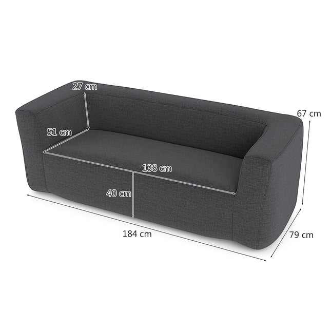 Aufblasbares Doppelsofa mit abnehmbarem Bezug, Grau, 138 cm