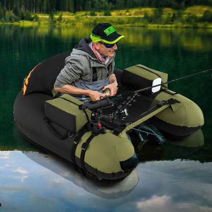Inflatable Fishing Boat With Rod Holder, Paddle, Fins
