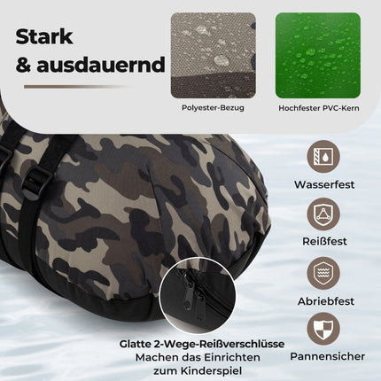 Aufblasbares Angelboot mit Rutenhalter und Paddel