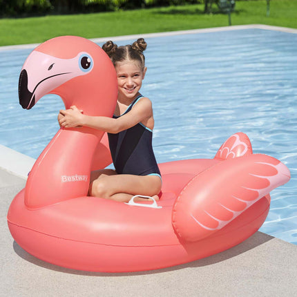 Aufblasbarer Flamingo-Pool-Schwimmkörper, 138 x 107 cm, Kinder ab 3 Jahren