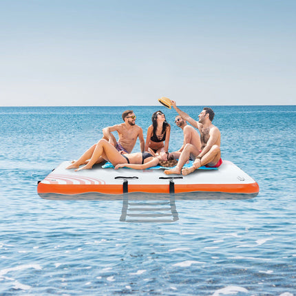 Inflatable Floating Dock 6 x 5 Ft, Non-Slip, Ladder