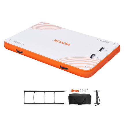 Inflatable Floating Dock 8x5 Ft, Non-Slip, Ladder