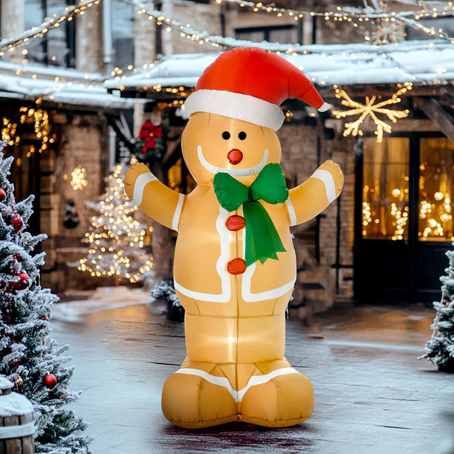Aufblasbarer Lebkuchenmann mit LED-Lichtern, 183cm Außendekoration