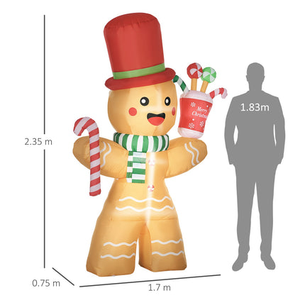 Nafukovací perníkový panáček s LED osvětlením, 235cm