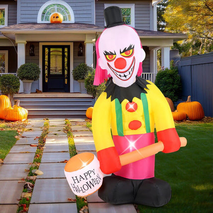Inflatable Halloween Clown with LED Lights and Flashing Eyes, 180 x 240 cm