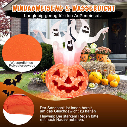 Aufblasbare Halloween-Gespenster mit Kürbis, LED, 182 cm