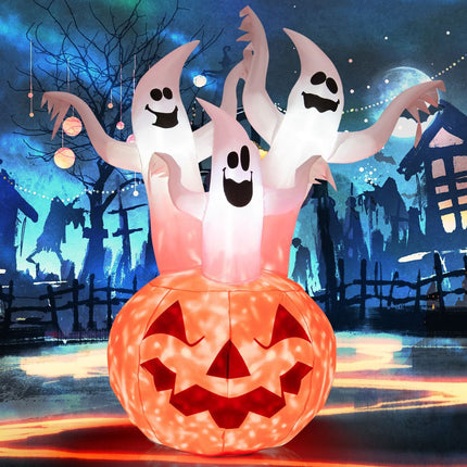 Aufblasbare Halloween-Gespenster mit Kürbis, LED, 182 cm
