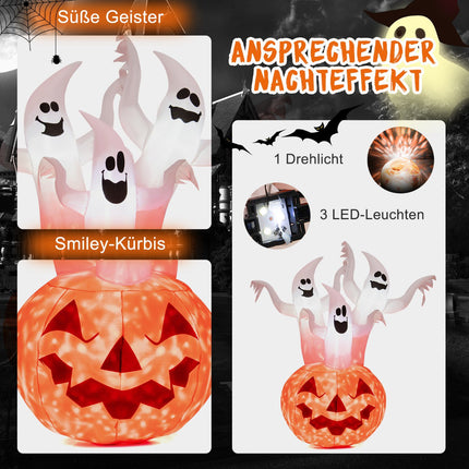 Aufblasbare Halloween-Gespenster mit Kürbis, LED, 182 cm