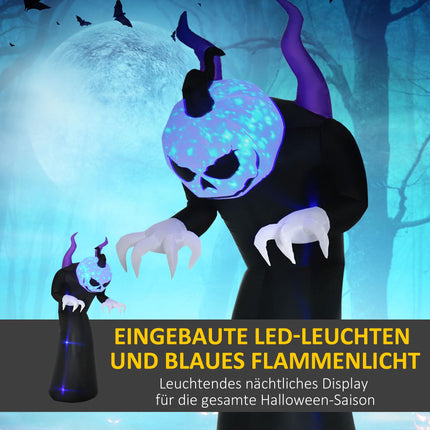 Inflatable Halloween Ghost with Pumpkin Head, LED Lights