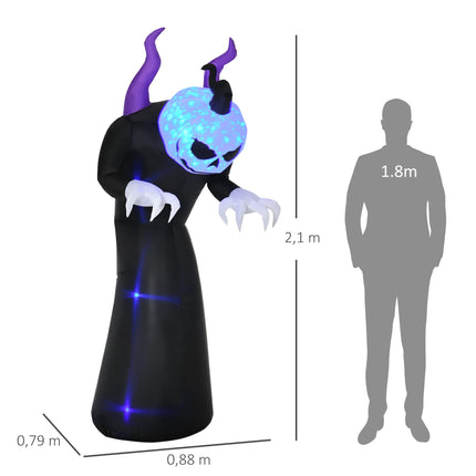 Inflatable Halloween Ghost with Pumpkin Head, LED Lights