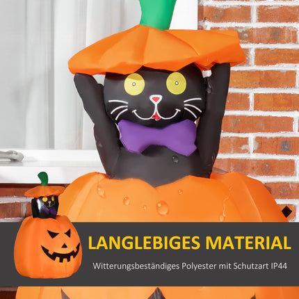 Inflatable Halloween Pumpkin with Cat, LED Lights, 76x64x115cm