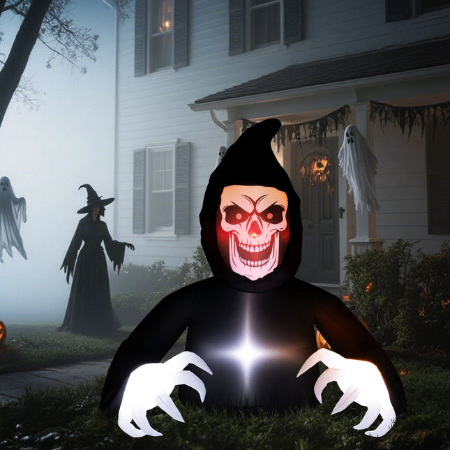 Aufblasbarer Halloween-Sensenmann mit LED-Beleuchtung und Gebläse