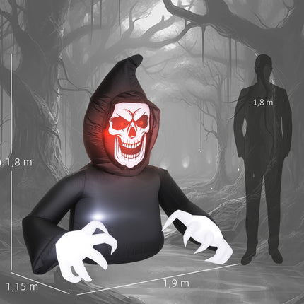 Aufblasbarer Halloween-Sensenmann mit LED-Beleuchtung und Gebläse