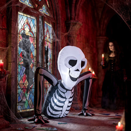 Inflatable Halloween Skeleton with LED Lights, 210T Polyester