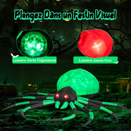 Aufblasbare Halloween Spinne, rotierende LED-Lichter, 200cm