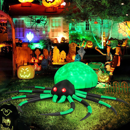 Aufblasbare Halloween Spinne, rotierende LED-Lichter, 200cm