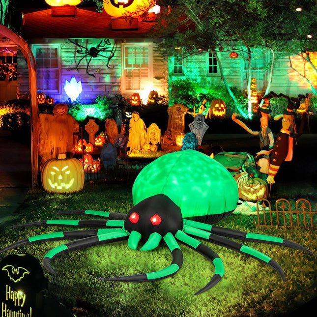 Aufblasbare Halloween Spinne, rotierende LED-Lichter, 200cm