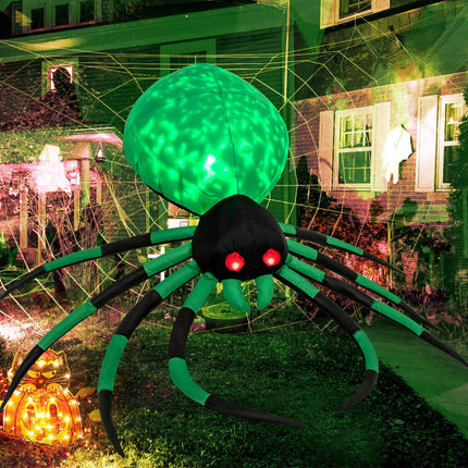 Aufblasbare Halloween Spinne, rotierende LED-Lichter, 200cm