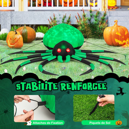 Aufblasbare Halloween Spinne, rotierende LED-Lichter, 200cm
