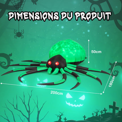 Aufblasbare Halloween Spinne, rotierende LED-Lichter, 200cm