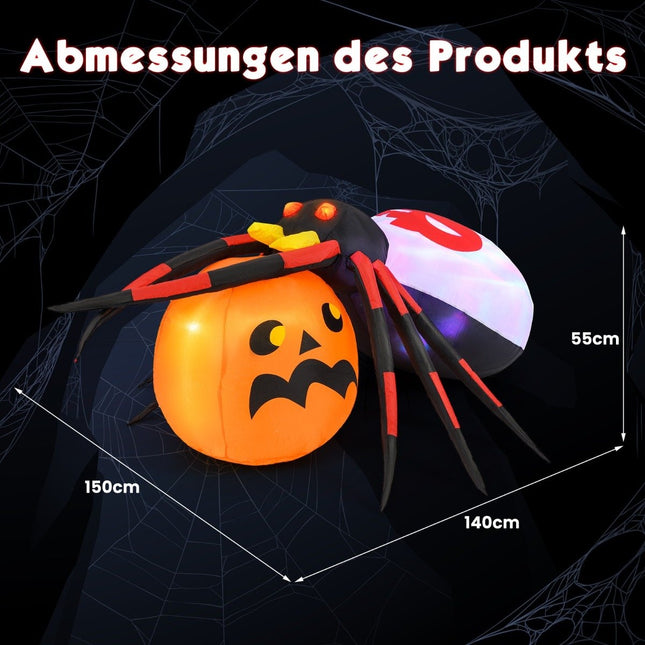 Aufblasbare Halloween-Spinne mit Kürbis &amp; rotierenden LED-Lichtern, gruselige Spinnen-Dekoration