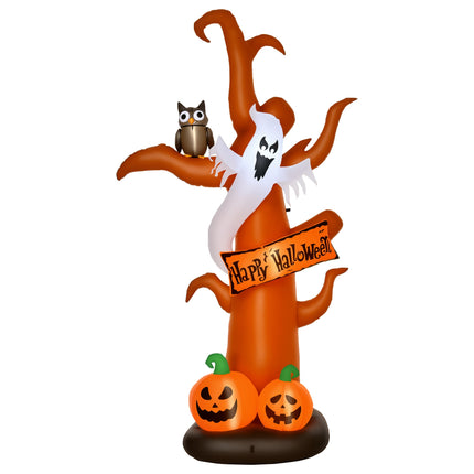 Aufblasbarer Halloween-Baum mit Geist, Kürbis, LEDs, 2,7 m