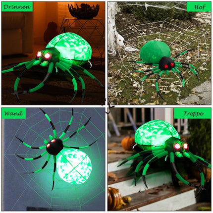 Araignée gonflable d'Halloween avec toile d'araignée et lumière LED rotative