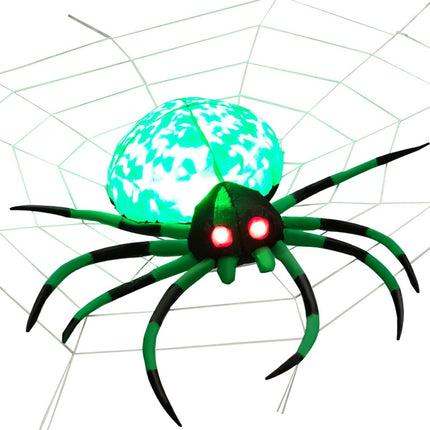 Araignée gonflable d'Halloween avec toile d'araignée et lumière LED rotative