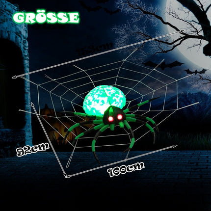 Araignée gonflable d'Halloween avec toile d'araignée et lumière LED rotative