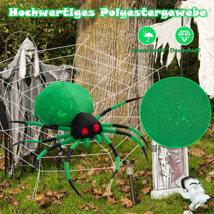 Araignée gonflable d'Halloween avec toile d'araignée et lumière LED rotative