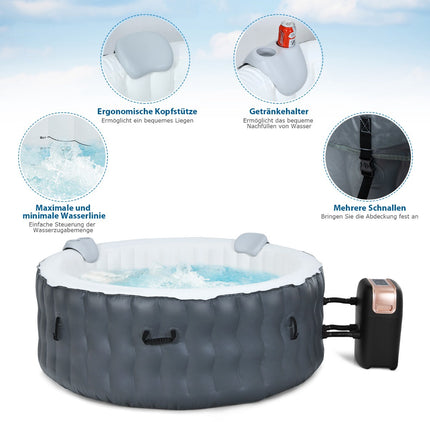 Inflatable Hot Tub 180cm, 108 Jets, Heated, 4-Person