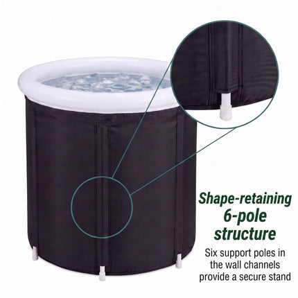 Inflatable Ice Bath Tub 320 L with Thermal Lid and Hand Pump, Black