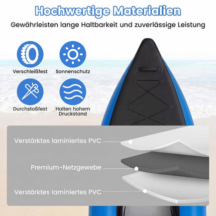 Aufblasbares Kajak-Set mit Aluminiumpaddeln und EVA-Sitzen