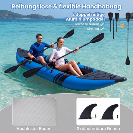 Aufblasbares Kajak-Set mit Aluminiumpaddeln und EVA-Sitzen