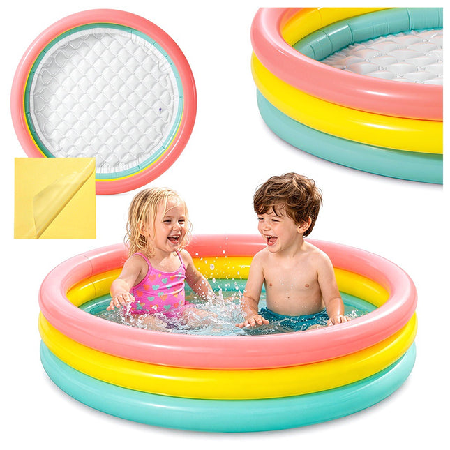Aufblasbarer Kinderpool, 114x25 cm, Regenbogen, 3 Ringe